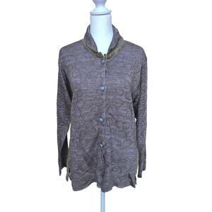 Zoology Button-Up Metallic Light Purple Cardigan Sweater - Size M